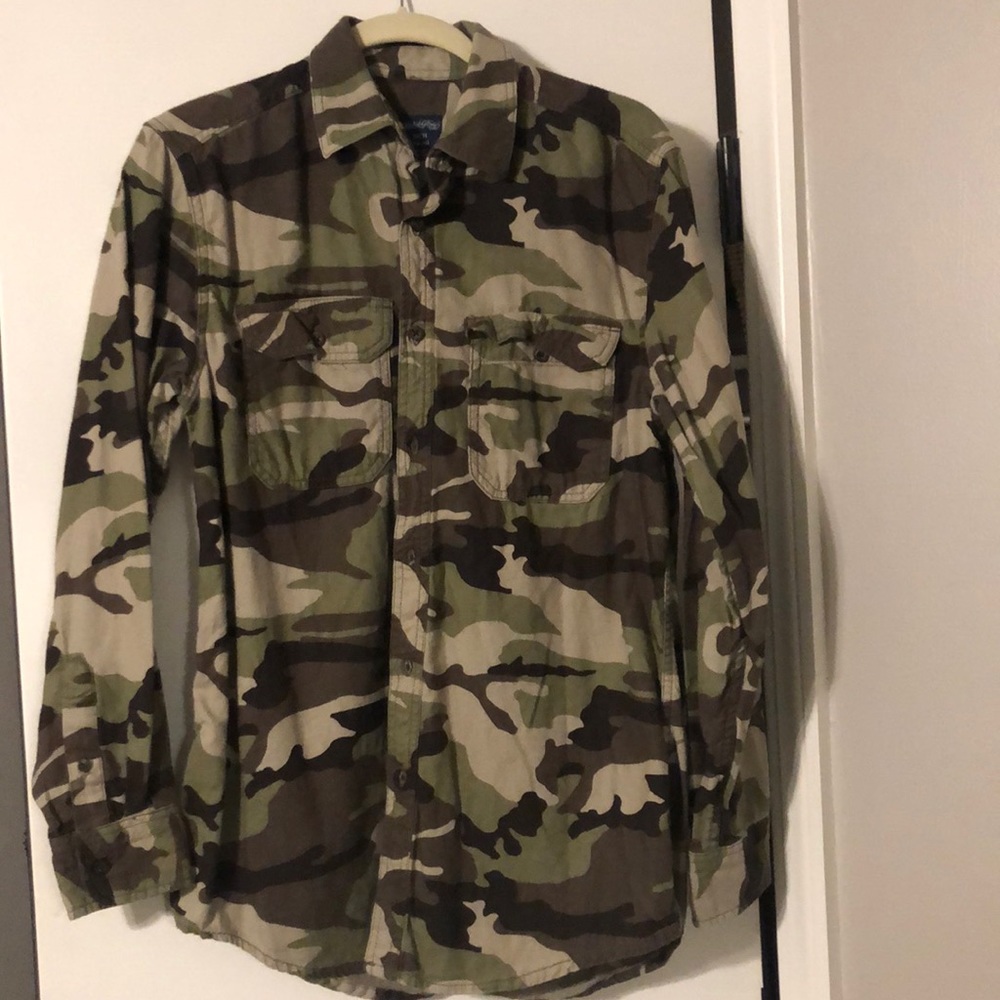 Camo button down